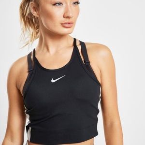 Nike Black and Grey Workout Crop Mesh Back Medium